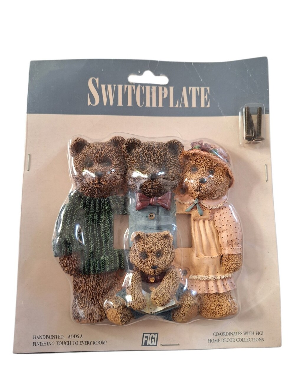 Vintage  FIGI Graphics Cottagecore Nursery Teddybear Family Switchplate Cover